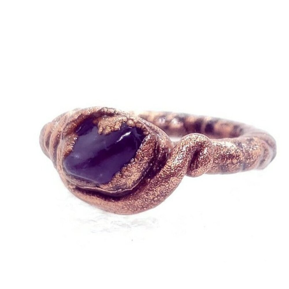 Purple Flourite Crystal Ring